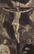 El Greco Christ on the Cross Adored by Two Donors (mk05) oil painting reproduction